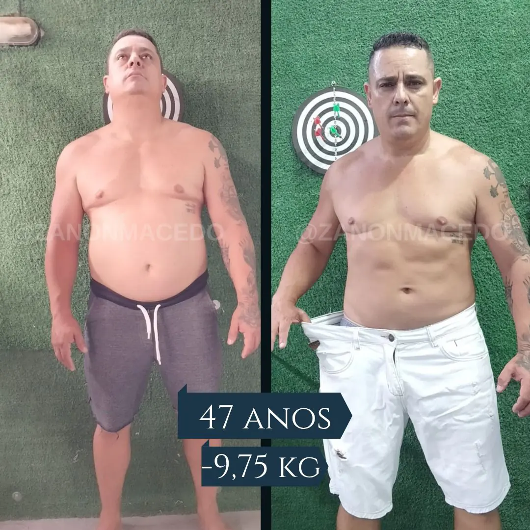 Antes e depois de aluno de 47 anos